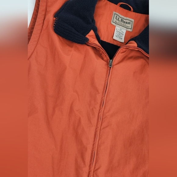 Vintage L.L.Bean Zip Orange Nylon Shell Fleece Insulated Vest - Picture 3 of 6
